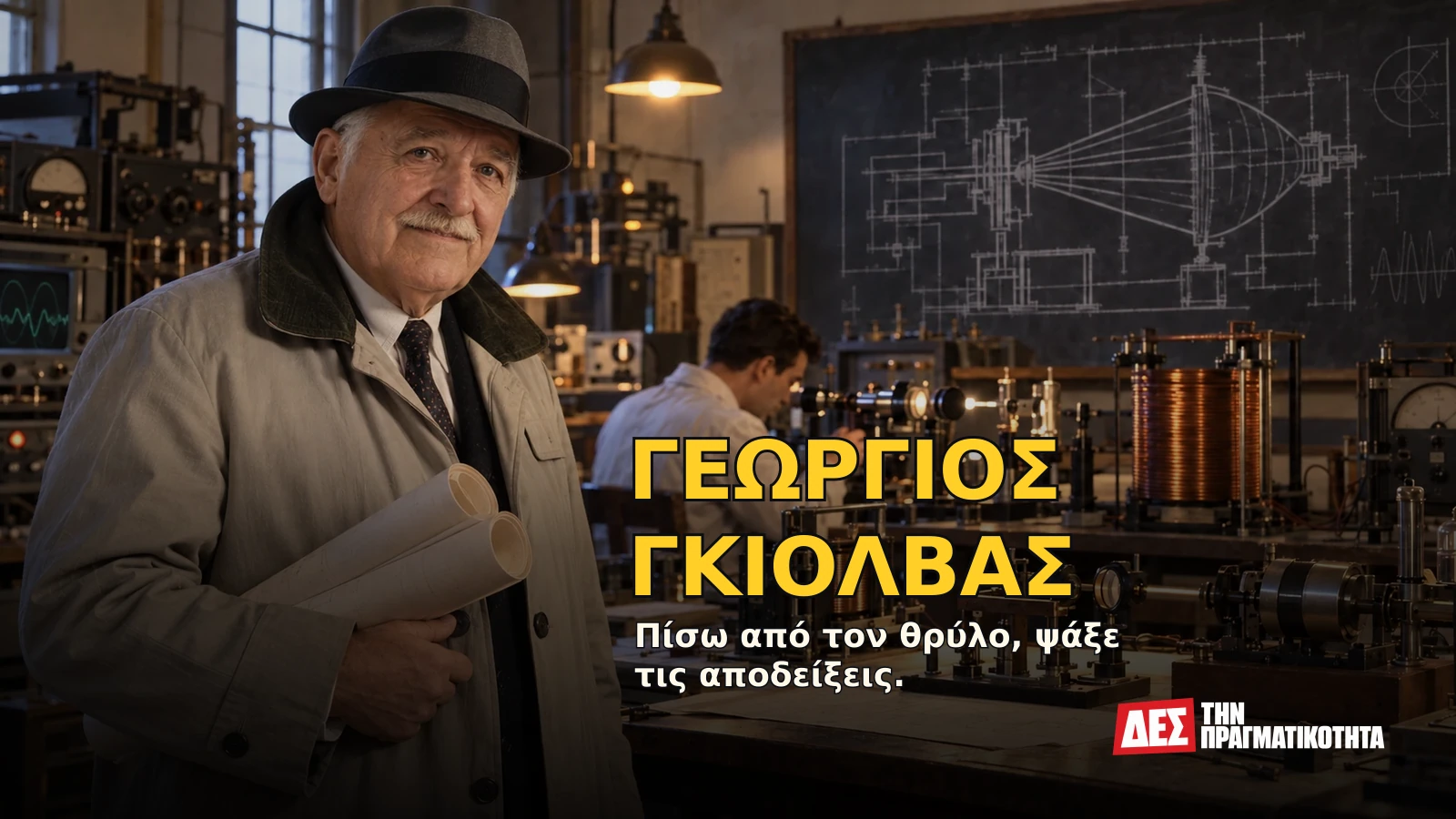 Γεώργιος Γκιόλβας: οι μυστικές εφευρέσεις, οι ΕΛ και η Ελλάδα που έμεινε πίσω · Υποθετική φωτορεαλιστική αναπαράσταση: ΓΕΩΡΓΙΟΣ ΓΚΙΟΛΒΑΣ, με σκηνές από τη ζωή · Δες την Πραγματικότητα Γεώργιος Γκιόλβας: οι μυστικές εφευρέσεις, οι ΕΛ και η Ελλάδα που έμεινε πίσω · Υποθετική φωτορεαλιστική αναπαράσταση: ΓΕΩΡΓΙΟΣ ΓΚΙΟΛΒΑΣ, με σκηνές από τη ζωή · Δες την Πραγματικότητα