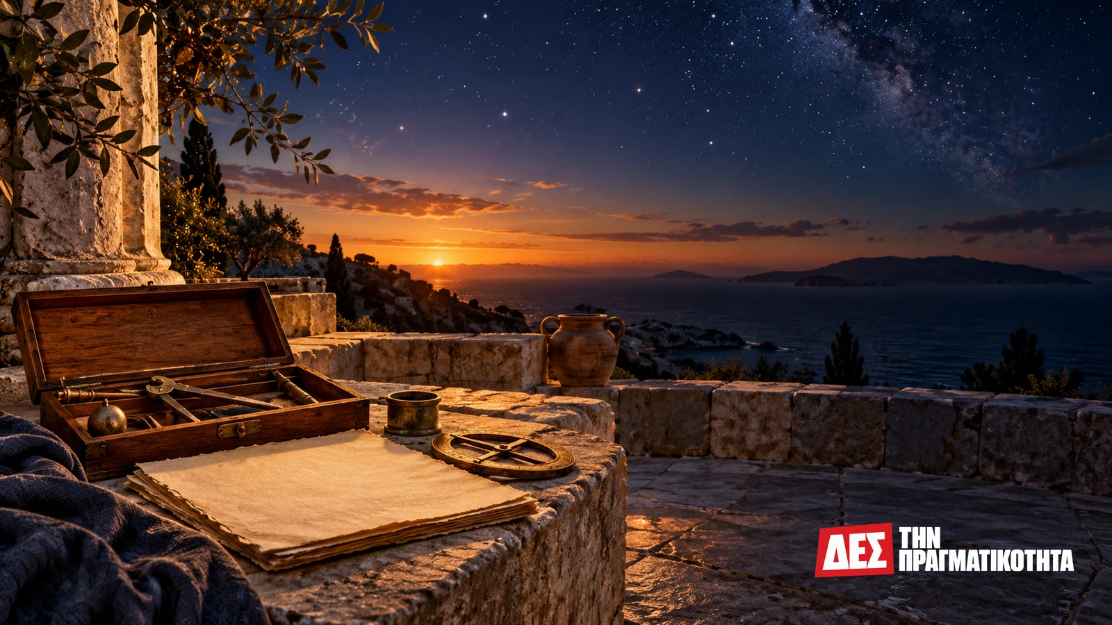 Ίππαρχος: ο σβησμένος κατάλογος των άστρων και η διαφωνία για την ταυτότητά του · Εικαστική σκηνή μελέτης του ουρανού, όχι ανακατασκευή αρχαίου οργάνου · Δες την Πραγματικότητα Ίππαρχος: ο σβησμένος κατάλογος των άστρων και η διαφωνία για την ταυτότητά του · Εικαστική σκηνή μελέτης του ουρανού, όχι ανακατασκευή αρχαίου οργάνου · Δες την Πραγματικότητα