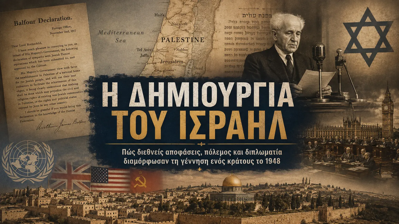 Πώς δημιουργήθηκε πραγματικά το Ισραήλ: τα ντοκουμέντα, οι μεγάλες δυνάμεις και η ιστορία που δεν χωρά σε ένα viral βίντεο · Κεντρική εικόνα · Δες την Πραγματικότητα Πώς δημιουργήθηκε πραγματικά το Ισραήλ: τα ντοκουμέντα, οι μεγάλες δυνάμεις και η ιστορία που δεν χωρά σε ένα viral βίντεο · Κεντρική εικόνα · Δες την Πραγματικότητα