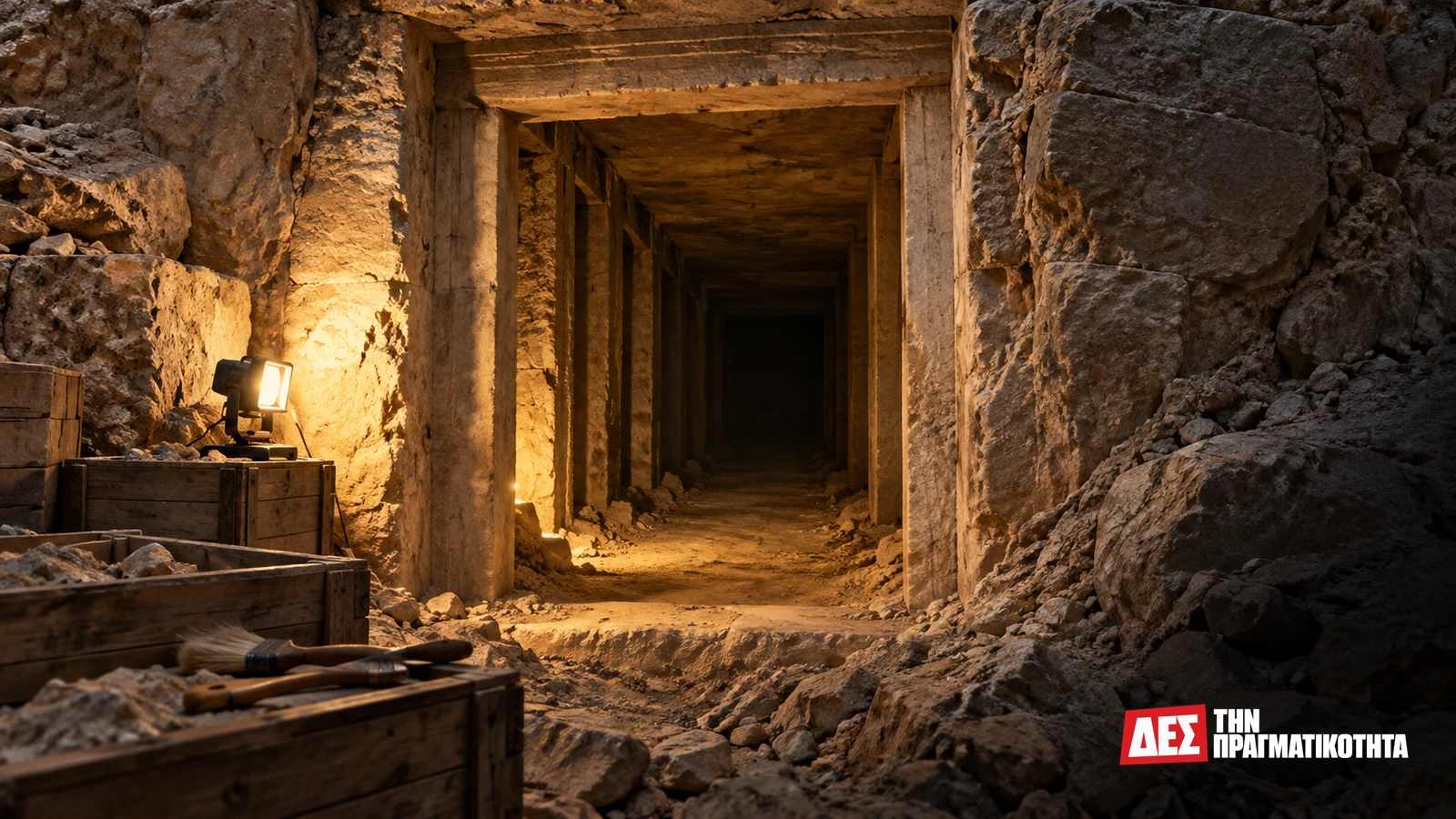Κατάρα του Τουταγχαμών: η επιγραφή που δεν βρέθηκε · Συμβολική εικαστική ταφική είσοδος, όχι ο πραγματικός τάφος · Δες την Πραγματικότητα
