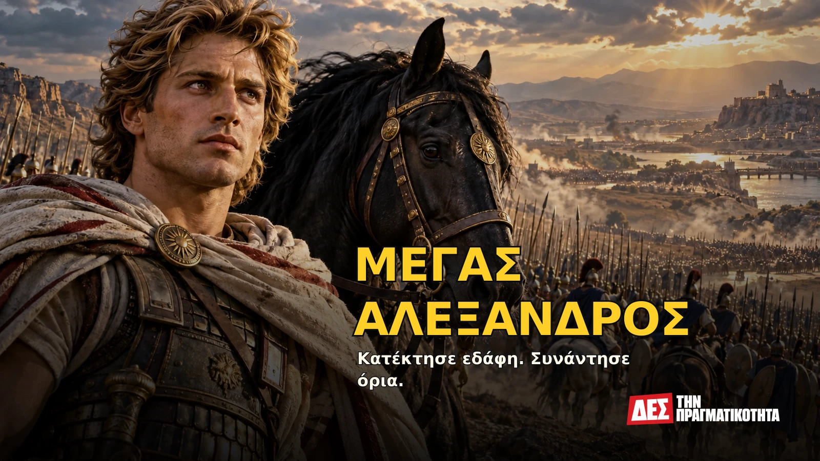 Μέγας Αλέξανδρος: οι μάχες, η στρατηγική και η αλήθεια πίσω από τον παγκόσμιο θρύλο · Υποθετική φωτορεαλιστική αναπαράσταση: ΜΕΓΑΣ ΑΛΕΞΑΝΔΡΟΣ, με σκηνές από τη ζωή · Δες την Πραγματικότητα Μέγας Αλέξανδρος: οι μάχες, η στρατηγική και η αλήθεια πίσω από τον παγκόσμιο θρύλο · Υποθετική φωτορεαλιστική αναπαράσταση: ΜΕΓΑΣ ΑΛΕΞΑΝΔΡΟΣ, με σκηνές από τη ζωή · Δες την Πραγματικότητα