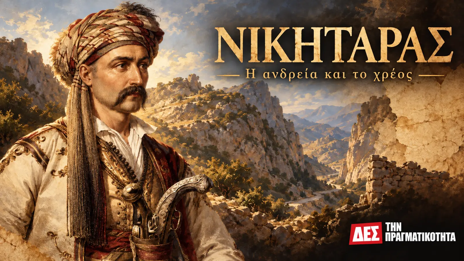 Νικηταράς: από τα Δερβενάκια στη μάχη για την αξιοπρέπεια · εικαστικό πορτρέτο με αναφορά στον Karl Krazeisen, δημόσιος τομέας · Δες την Πραγματικότητα Νικηταράς: από τα Δερβενάκια στη μάχη για την αξιοπρέπεια · εικαστικό πορτρέτο με αναφορά στον Karl Krazeisen, δημόσιος τομέας · Δες την Πραγματικότητα