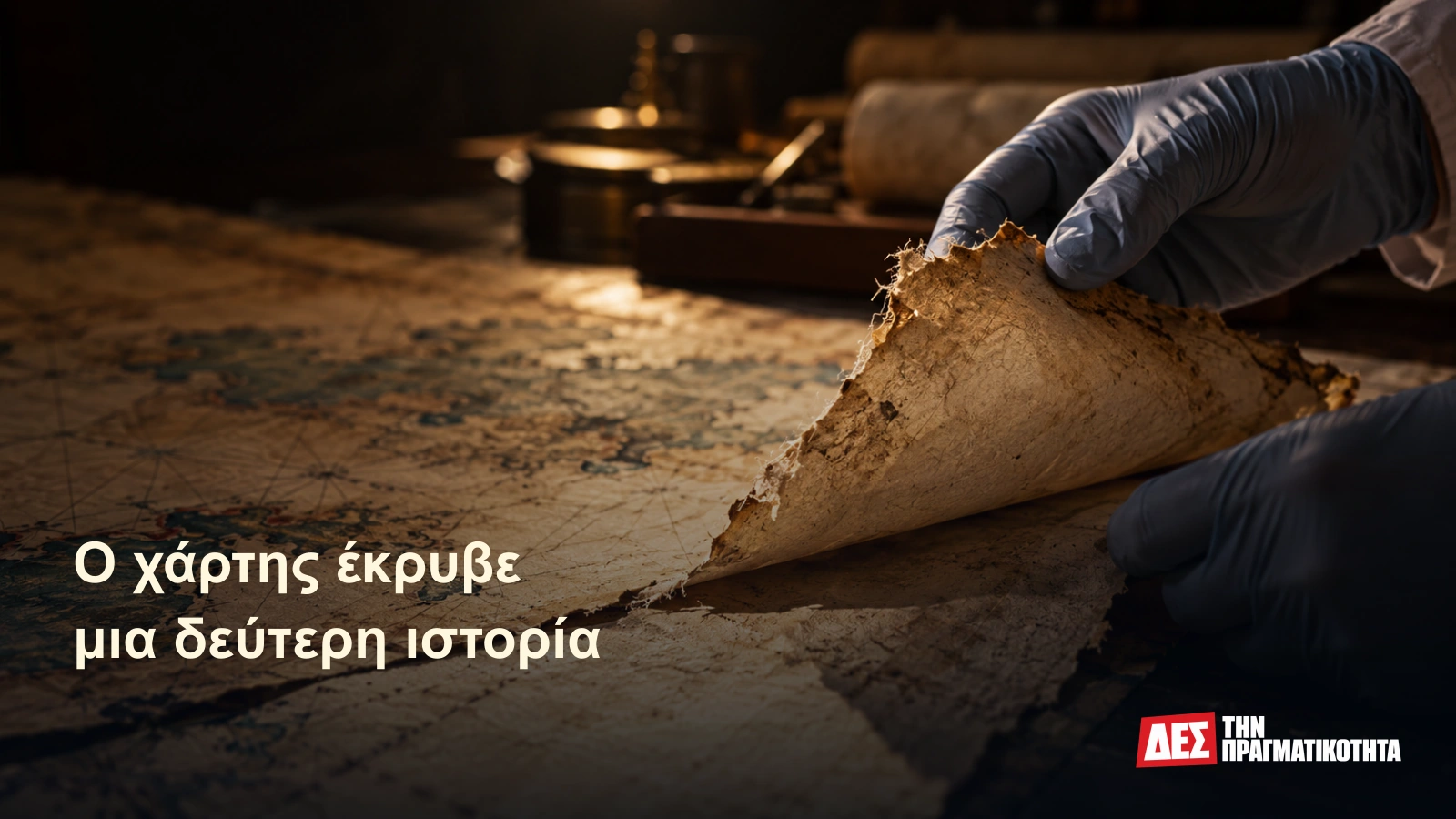 Ο χάρτης που είχε μια δεύτερη ζωή στην πίσω όψη · Εικαστική αναπαράσταση με τεχνητή νοημοσύνη, εμπνευσμένη από την υπόθεση · Δες την Πραγματικότητα
