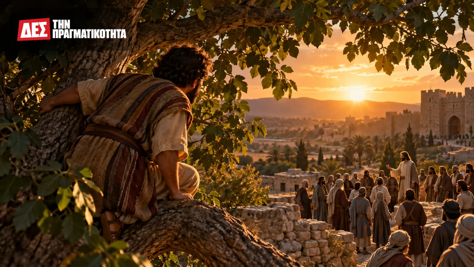 Ζακχαίος και μετάνοια: η πίστη που επιστρέφει όσα χρωστά · Ζακχαίος στη συκομορέα, εικαστική αναπαράσταση · Δες την Πραγματικότητα Ζακχαίος και μετάνοια: η πίστη που επιστρέφει όσα χρωστά · Ζακχαίος στη συκομορέα, εικαστική αναπαράσταση · Δες την Πραγματικότητα