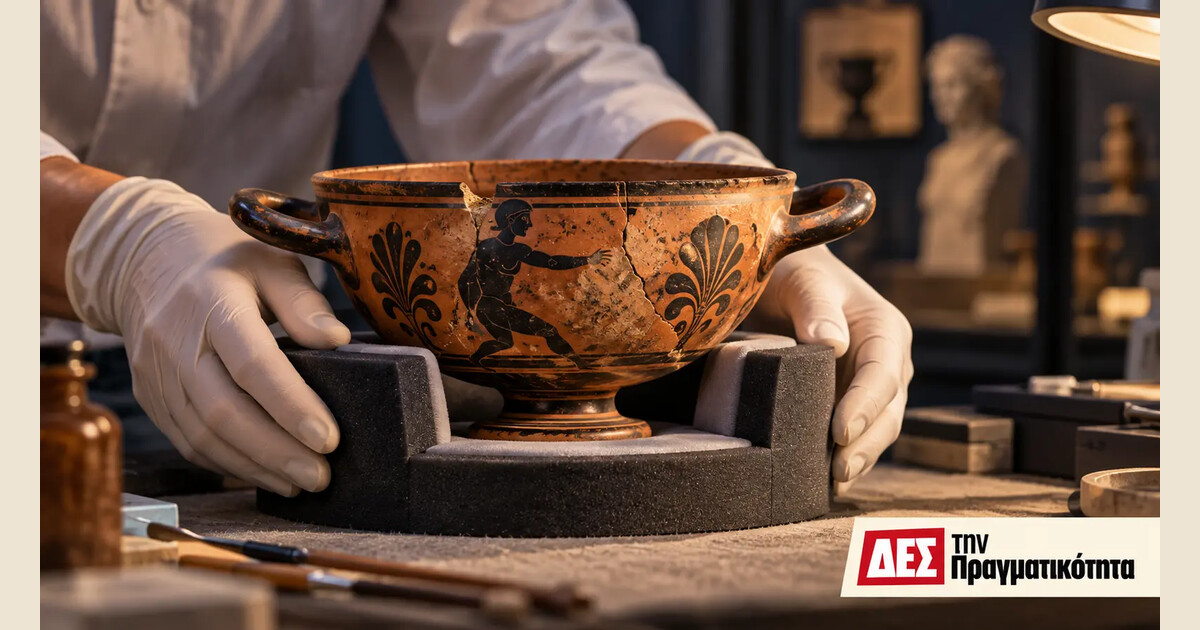 Αρχαιότητες από το Ισραήλ: τα 22 αντικείμενα και η έρευνα μετά την επιστροφή · εικονογράφηση συντήρησης αγγείου, όχι φωτογραφία επιστραφέντος αντικειμένου · Δες την Πραγματικότητα Αρχαιότητες από το Ισραήλ: τα 22 αντικείμενα και η έρευνα μετά την επιστροφή · εικονογράφηση συντήρησης αγγείου, όχι φωτογραφία επιστραφέντος αντικειμένου · Δες την Πραγματικότητα