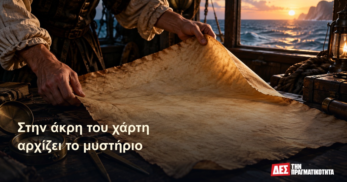 Ο χάρτης του Πίρι Ρέις: οι χαμένοι χάρτες που επιβίωσαν μέσα σε έναν άλλον · Εικαστική αναπαράσταση με τεχνητή νοημοσύνη, εμπνευσμένη από την υπόθεση · Δες την Πραγματικότητα Ο χάρτης του Πίρι Ρέις: οι χαμένοι χάρτες που επιβίωσαν μέσα σε έναν άλλον · Εικαστική αναπαράσταση με τεχνητή νοημοσύνη, εμπνευσμένη από την υπόθεση · Δες την Πραγματικότητα