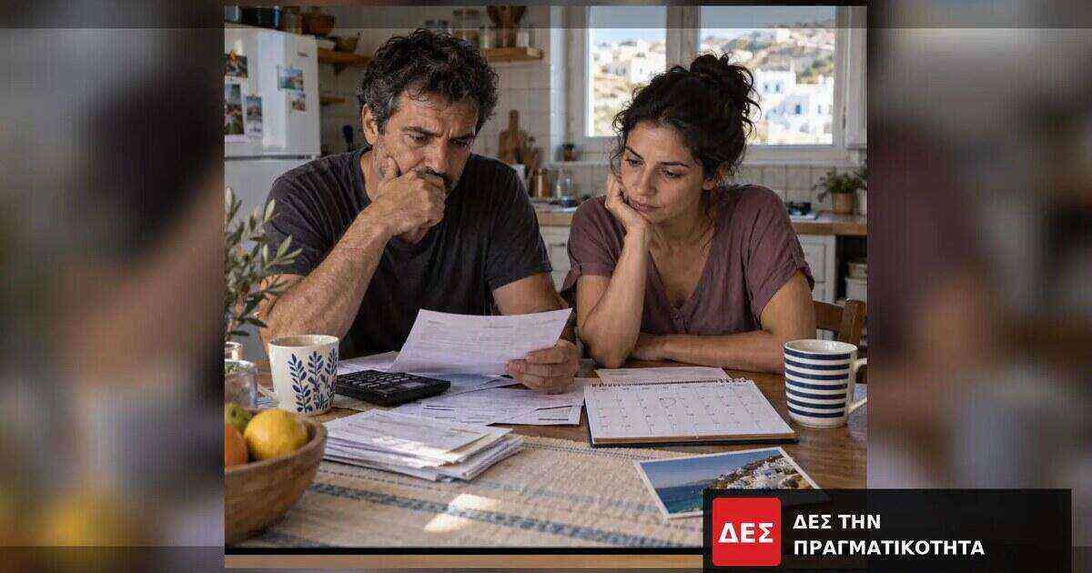 Διακοπές μόνο για τους άλλους: το 46,6% των Ελλήνων δεν αντέχει ούτε μία εβδομάδα μακριά από το σπίτι · Ζευγάρι εξετάζει έγγραφα και αριθμομηχανή σε οικιακό τραπέζι · Δες την Πραγματικότητα Διακοπές μόνο για τους άλλους: το 46,6% των Ελλήνων δεν αντέχει ούτε μία εβδομάδα μακριά από το σπίτι · Ζευγάρι εξετάζει έγγραφα και αριθμομηχανή σε οικιακό τραπέζι · Δες την Πραγματικότητα