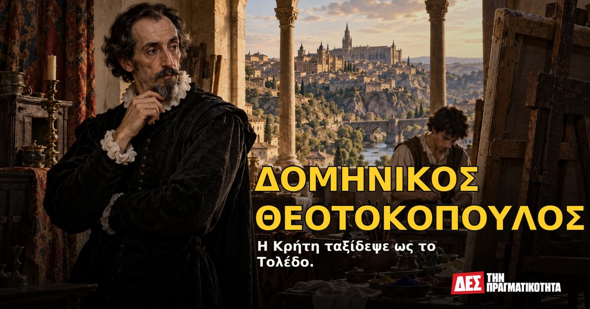 Δομήνικος Θεοτοκόπουλος: ο Κρητικός που έγινε El Greco και ζωγράφισε την πίστη σαν φωτιά · Υποθετική φωτορεαλιστική αναπαράσταση: ΔΟΜΗΝΙΚΟΣ ΘΕΟΤΟΚΟΠΟΥΛΟΣ, με σκηνές από τη ζωή · Δες την Πραγματικότητα Δομήνικος Θεοτοκόπουλος: ο Κρητικός που έγινε El Greco και ζωγράφισε την πίστη σαν φωτιά · Υποθετική φωτορεαλιστική αναπαράσταση: ΔΟΜΗΝΙΚΟΣ ΘΕΟΤΟΚΟΠΟΥΛΟΣ, με σκηνές από τη ζωή · Δες την Πραγματικότητα