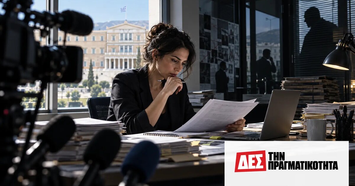 Ελευθερία του Τύπου στην Ελλάδα: 86η θέση σε 180 χώρες και το κόστος για τον πολίτη · Δημοσιογράφος διαβάζει έγγραφα στο γραφείο της, με κάμερα και μικρόφωνα · Δες την Πραγματικότητα Ελευθερία του Τύπου στην Ελλάδα: 86η θέση σε 180 χώρες και το κόστος για τον πολίτη · Δημοσιογράφος διαβάζει έγγραφα στο γραφείο της, με κάμερα και μικρόφωνα · Δες την Πραγματικότητα