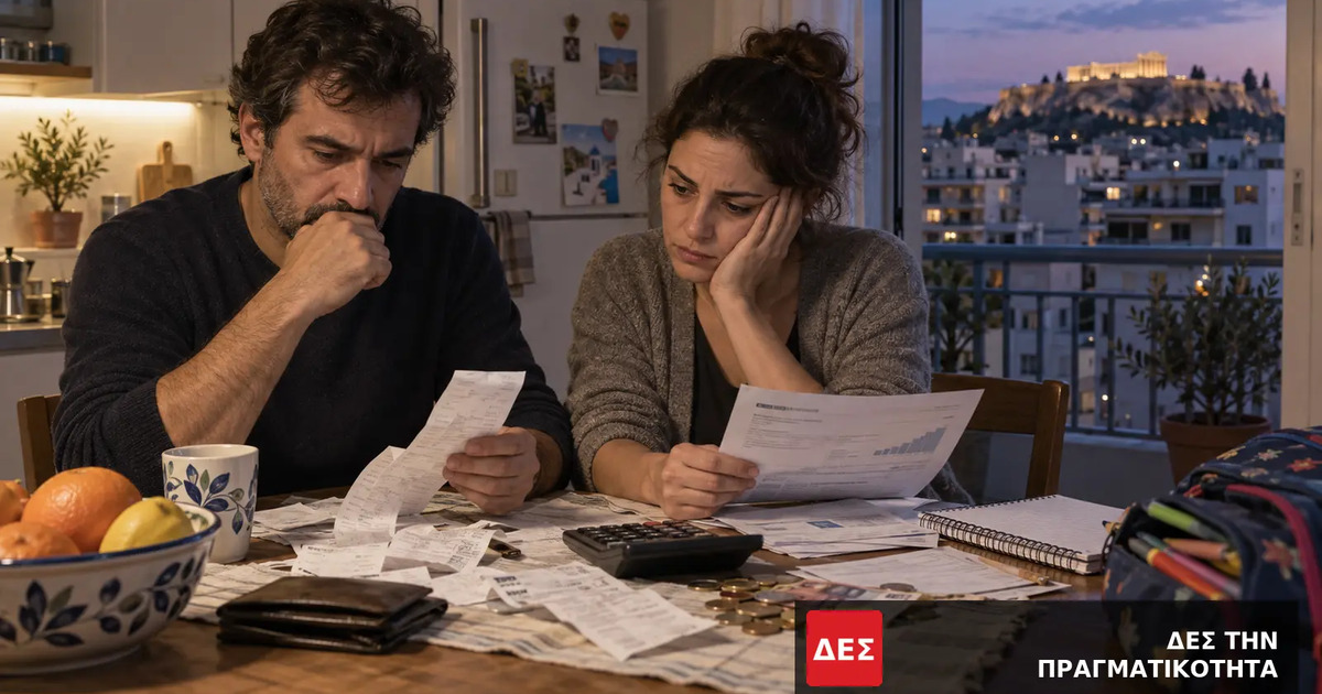 Ελλάδα από μήνα σε μήνα: το 64% δεν έχει οικονομική ανάσα και οι νέοι αναβάλλουν παιδί ή σκέφτονται τη φυγή · Ζευγάρι εξετάζει λογαριασμούς και αποδείξεις σε οικιακό τραπέζι · Δες την Πραγματικότητα Ελλάδα από μήνα σε μήνα: το 64% δεν έχει οικονομική ανάσα και οι νέοι αναβάλλουν παιδί ή σκέφτονται τη φυγή · Ζευγάρι εξετάζει λογαριασμούς και αποδείξεις σε οικιακό τραπέζι · Δες την Πραγματικότητα