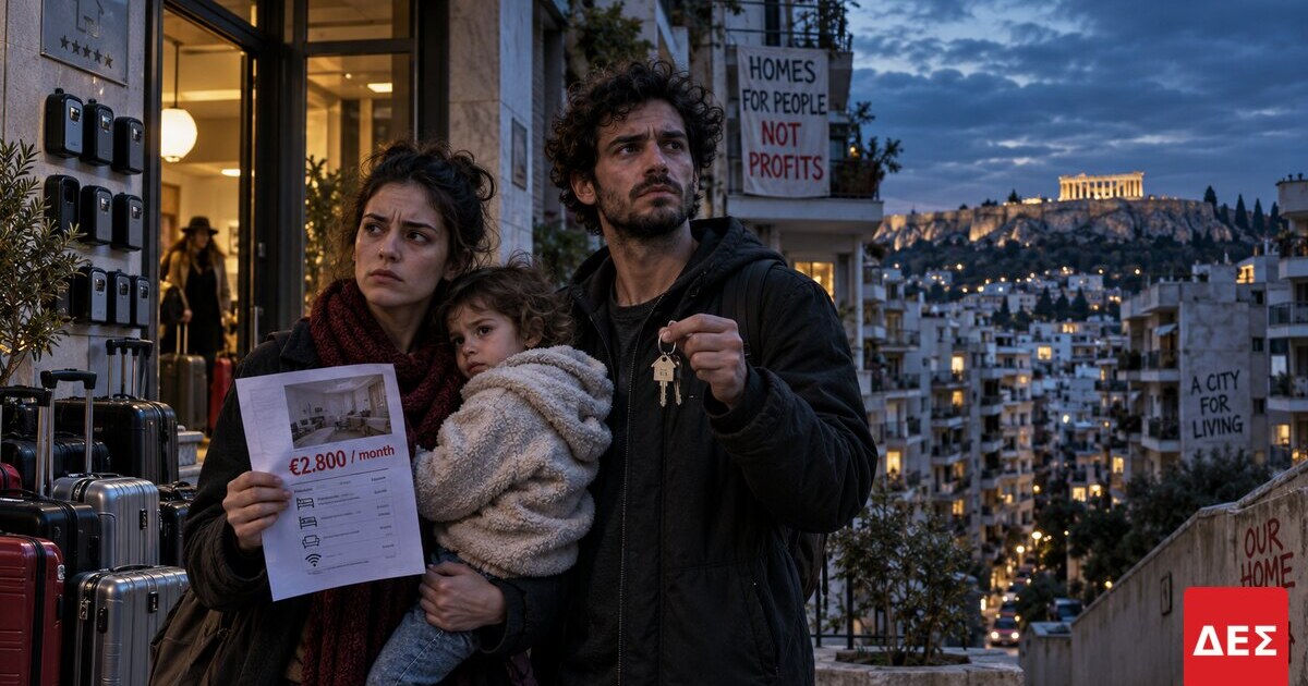 Ενοίκια στην Ελλάδα 2026: 50% πάνω από το 2019 και οι νέοι κανόνες για Airbnb · Οικογένεια με μικρό παιδί και βαλίτσες έξω από πολυκατοικίες, κρατώντας · Δες την Πραγματικότητα Ενοίκια στην Ελλάδα 2026: 50% πάνω από το 2019 και οι νέοι κανόνες για Airbnb · Οικογένεια με μικρό παιδί και βαλίτσες έξω από πολυκατοικίες, κρατώντας · Δες την Πραγματικότητα