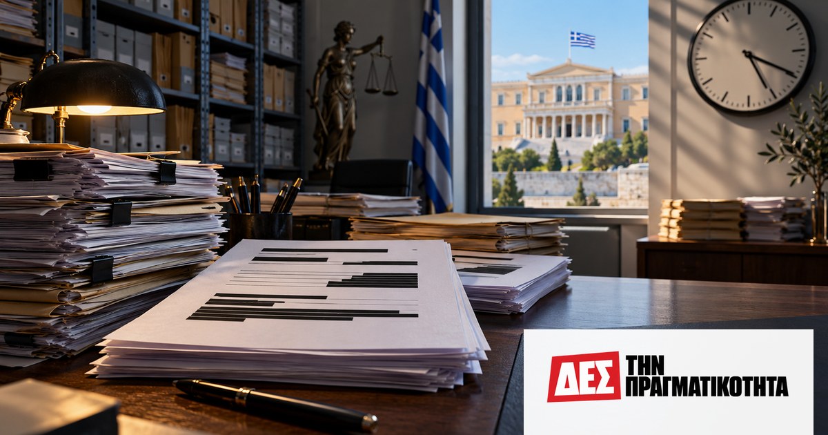 Φοροδιαφυγή και έλεγχοι: τι λέει πραγματικά ο νόμος για τις προθεσμίες · Στοίβες εγγράφων σε γραφείο με ζυγαριά της Δικαιοσύνης · Δες την Πραγματικότητα Φοροδιαφυγή και έλεγχοι: τι λέει πραγματικά ο νόμος για τις προθεσμίες · Στοίβες εγγράφων σε γραφείο με ζυγαριά της Δικαιοσύνης · Δες την Πραγματικότητα