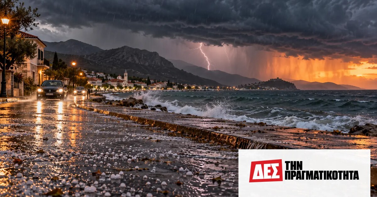 Καιρός σήμερα 26 Σεπτεμβρίου: πορτοκαλί προειδοποίηση για καταιγίδες, χαλάζι και τις περιοχές κινδύνου · Καταιγίδα με αστραπή πάνω από παραθαλάσσιο δρόμο και ταραγμένη θάλασσα · Δες την Πραγματικότητα Καιρός σήμερα 26 Σεπτεμβρίου: πορτοκαλί προειδοποίηση για καταιγίδες, χαλάζι και τις περιοχές κινδύνου · Καταιγίδα με αστραπή πάνω από παραθαλάσσιο δρόμο και ταραγμένη θάλασσα · Δες την Πραγματικότητα