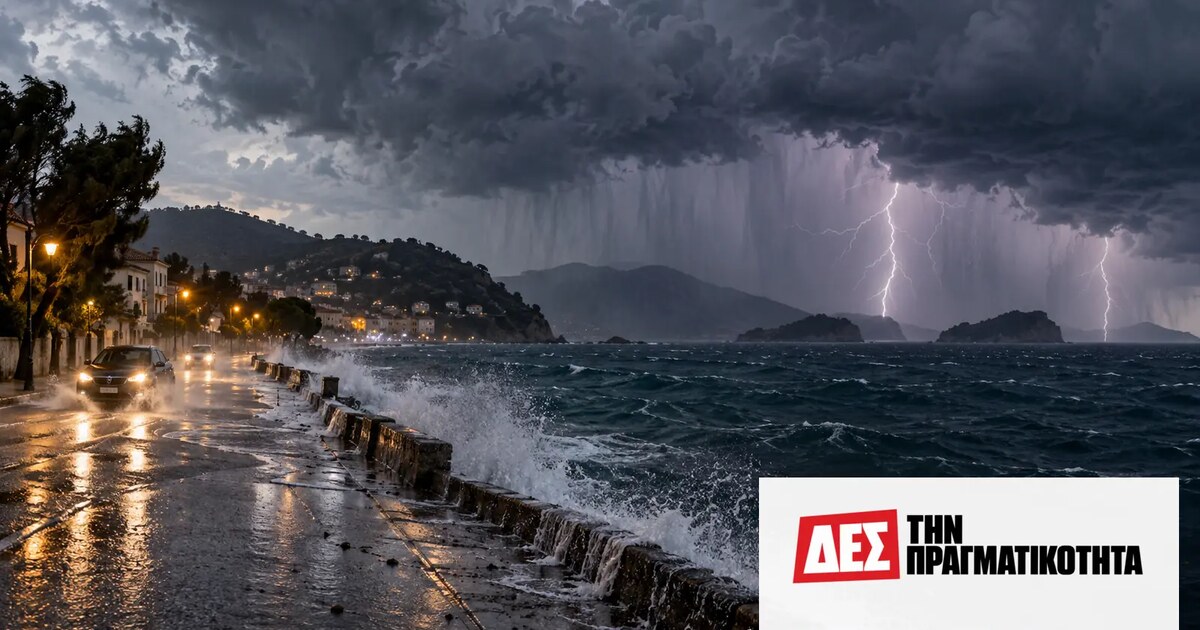Κακοκαιρία σήμερα 22 Σεπτεμβρίου: πού χτυπούν ισχυρές καταιγίδες, κεραυνοί και χαλάζι · Κύματα χτυπούν παραθαλάσσιο δρόμο κάτω από καταιγίδα και αστραπές · Δες την Πραγματικότητα Κακοκαιρία σήμερα 22 Σεπτεμβρίου: πού χτυπούν ισχυρές καταιγίδες, κεραυνοί και χαλάζι · Κύματα χτυπούν παραθαλάσσιο δρόμο κάτω από καταιγίδα και αστραπές · Δες την Πραγματικότητα