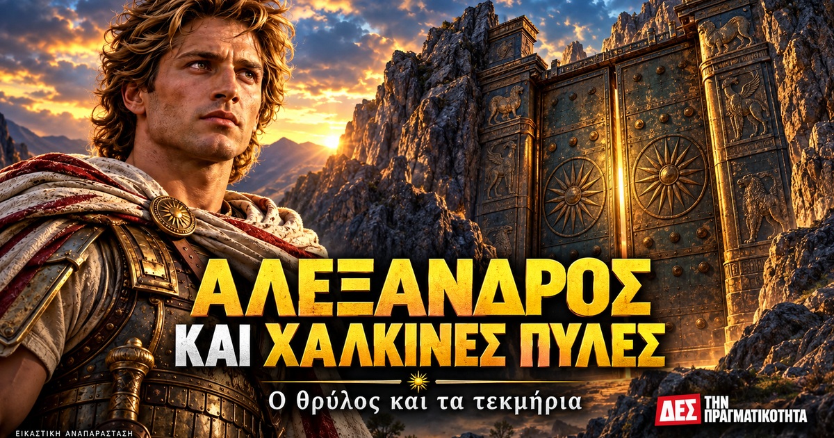 Μέγας Αλέξανδρος και Χάλκινες Πύλες: τα ρυπαρά γένη και η θεία πρόνοια στην παράδοση · εικαστική αναπαράσταση του θρύλου · Δες την Πραγματικότητα Μέγας Αλέξανδρος και Χάλκινες Πύλες: τα ρυπαρά γένη και η θεία πρόνοια στην παράδοση · εικαστική αναπαράσταση του θρύλου · Δες την Πραγματικότητα
