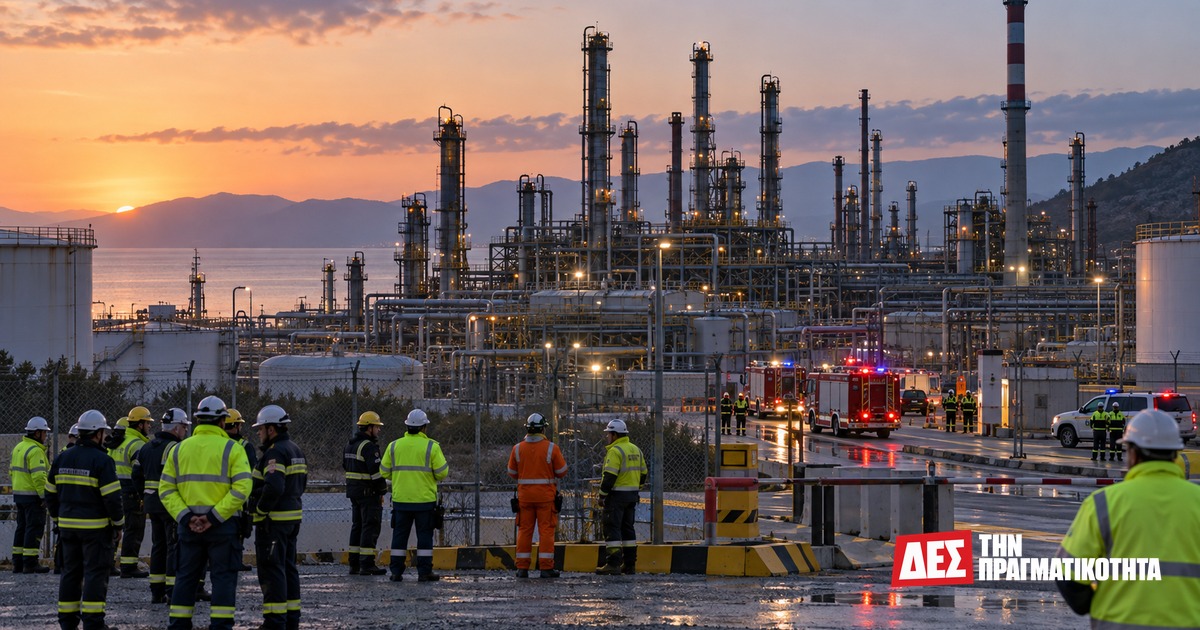Motor Oil: ένας νεκρός εργάτης, ένας βαριά τραυματίας και τα κρίσιμα ερωτήματα μετά το συμβάν · διυλιστήριο στους Αγίους Θεοδώρους σε ουδέτερη μακρινή άποψη με οχήματα · Δες την Πραγματικότητα Motor Oil: ένας νεκρός εργάτης, ένας βαριά τραυματίας και τα κρίσιμα ερωτήματα μετά το συμβάν · διυλιστήριο στους Αγίους Θεοδώρους σε ουδέτερη μακρινή άποψη με οχήματα · Δες την Πραγματικότητα