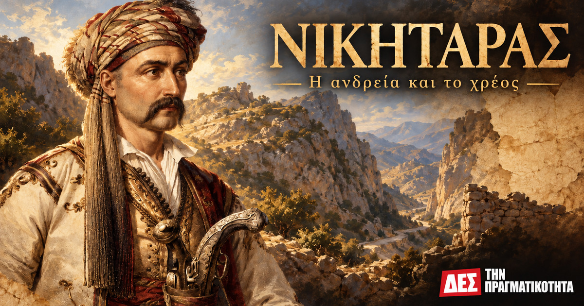 Νικηταράς: από τα Δερβενάκια στη μάχη για την αξιοπρέπεια · εικαστικό πορτρέτο με αναφορά στον Karl Krazeisen, δημόσιος τομέας · Δες την Πραγματικότητα Νικηταράς: από τα Δερβενάκια στη μάχη για την αξιοπρέπεια · εικαστικό πορτρέτο με αναφορά στον Karl Krazeisen, δημόσιος τομέας · Δες την Πραγματικότητα