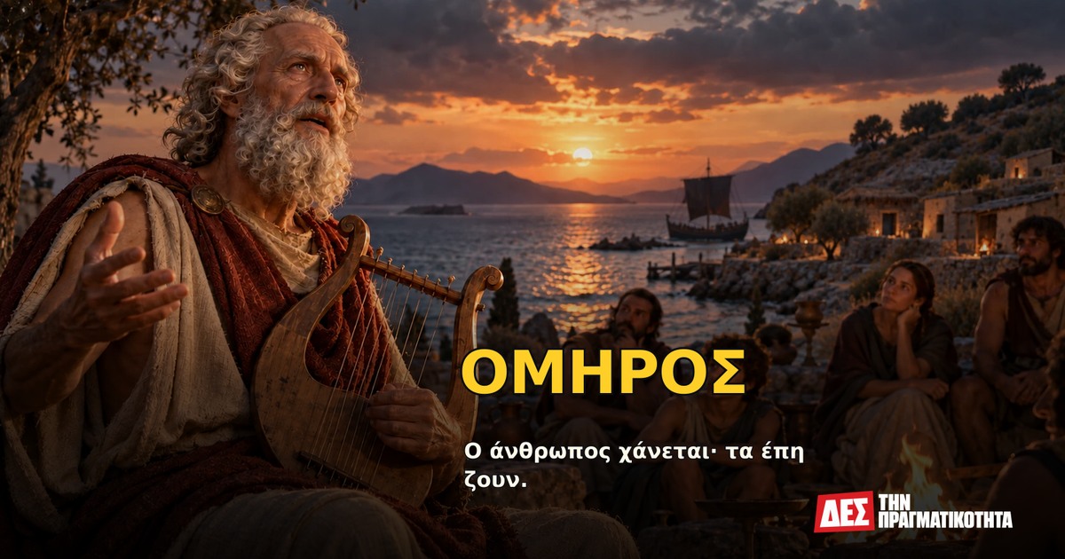Όμηρος: ο ποιητής που έδωσε στην Ελλάδα μνήμη και στον κόσμο δύο αθάνατα έπη · Υποθετική φωτορεαλιστική αναπαράσταση: ΟΜΗΡΟΣ, με σκηνές από τη ζωή · Δες την Πραγματικότητα Όμηρος: ο ποιητής που έδωσε στην Ελλάδα μνήμη και στον κόσμο δύο αθάνατα έπη · Υποθετική φωτορεαλιστική αναπαράσταση: ΟΜΗΡΟΣ, με σκηνές από τη ζωή · Δες την Πραγματικότητα