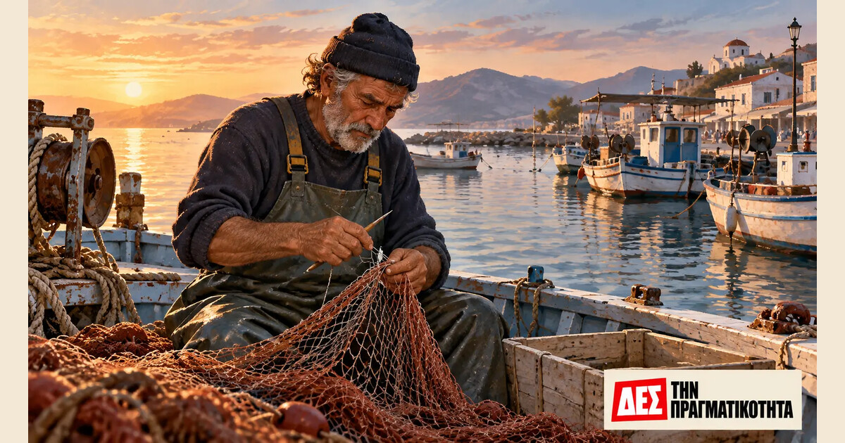 Παράκτια αλιεία: τα καΐκια ζητούν δουλειά, όχι μόνο ανακοινώσεις · εικαστική αναπαράσταση ψαρά που επισκευάζει δίχτυ, όχι φωτογραφία προσώπου · Δες την Πραγματικότητα Παράκτια αλιεία: τα καΐκια ζητούν δουλειά, όχι μόνο ανακοινώσεις · εικαστική αναπαράσταση ψαρά που επισκευάζει δίχτυ, όχι φωτογραφία προσώπου · Δες την Πραγματικότητα